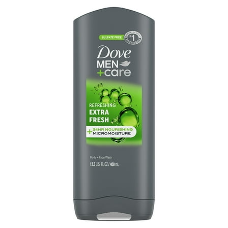 Dove Men+Care Refreshing Daily Use Face & Body Wash for Men All Skin Type, 13.5 oz
