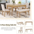 thumbnail image 4 of 6-Piece Dining Table Set, Rectangular Table with 4 Linen Fabric Upholstered Armless Dining Chair and 1 Bench, Modern Dining Table Set for 6, Natural+Beige, 4 of 9