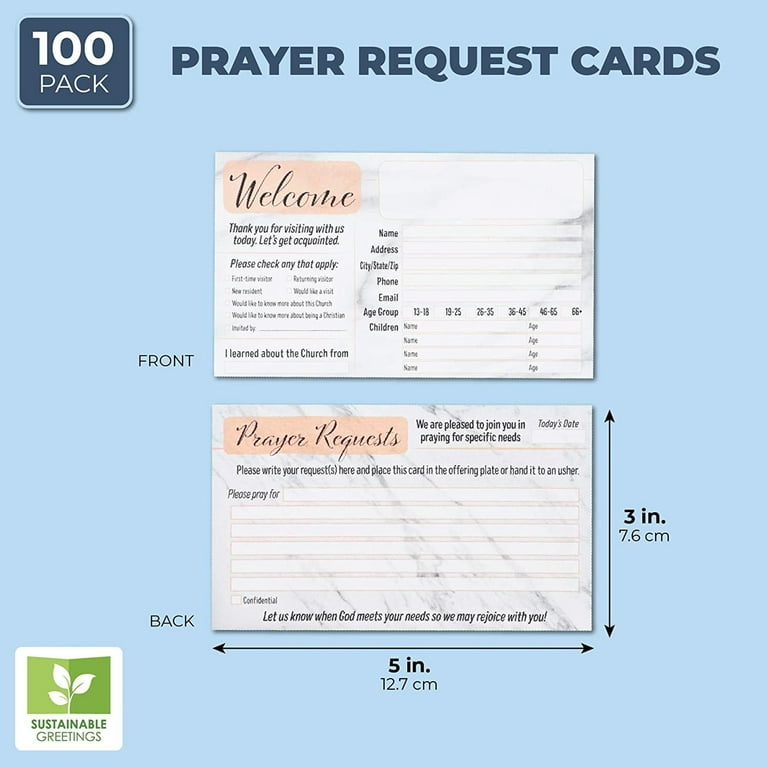 CHENGU 180 Pack Church Visitor Cards 3 x 5 Inch Church Welcome Cards Prayer  Cards Decorative Eucalyptus Prayer Request Cards Prayer Request Note Cards