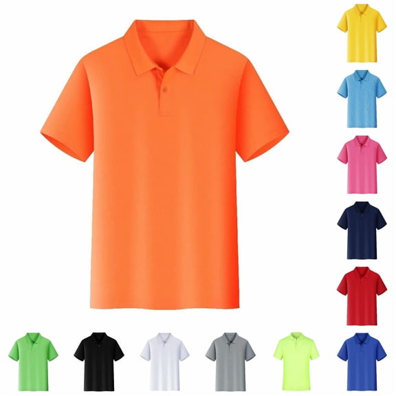 XIAONU Men's Solid Polo Shirts Regular Fit Daily Short Sleeve Polos