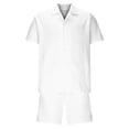 thumbnail image 4 of Rvwovn Men's Button-Down 2-Piece Set – Collar Chest Pocket Shirt & Casual Shorts Slim Fit Outfit, 4 of 5