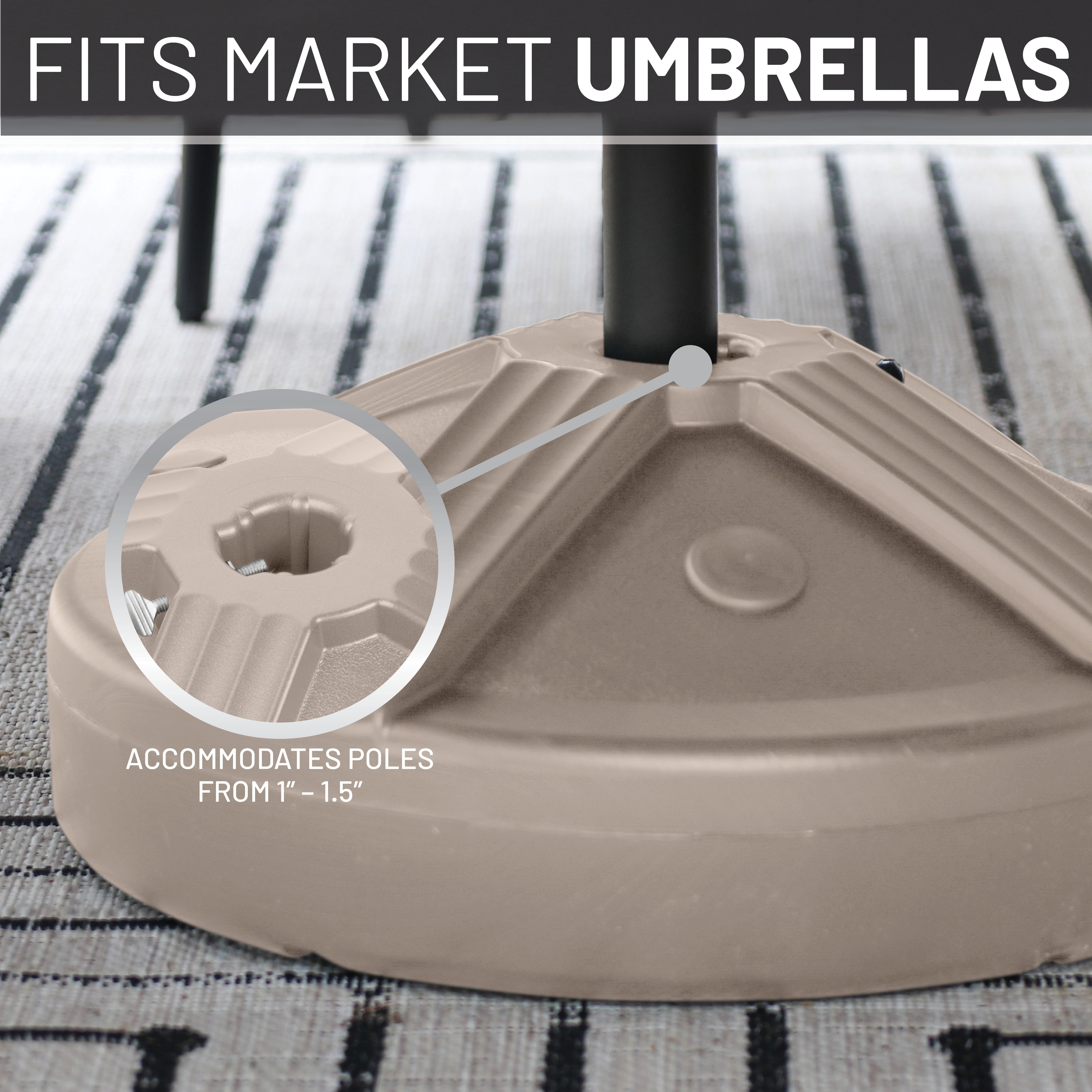 US Weight Durable 50LB Capacity Fillable Umbrella Base for Patio Table in Beige