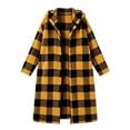 thumbnail image 5 of Iyufng Plaid Fuzzy Fleece Long Hooded Coats for Women Full Zip Long Sleeve Casual Warm Winter Outerwear with Side Pockets, 5 of 7