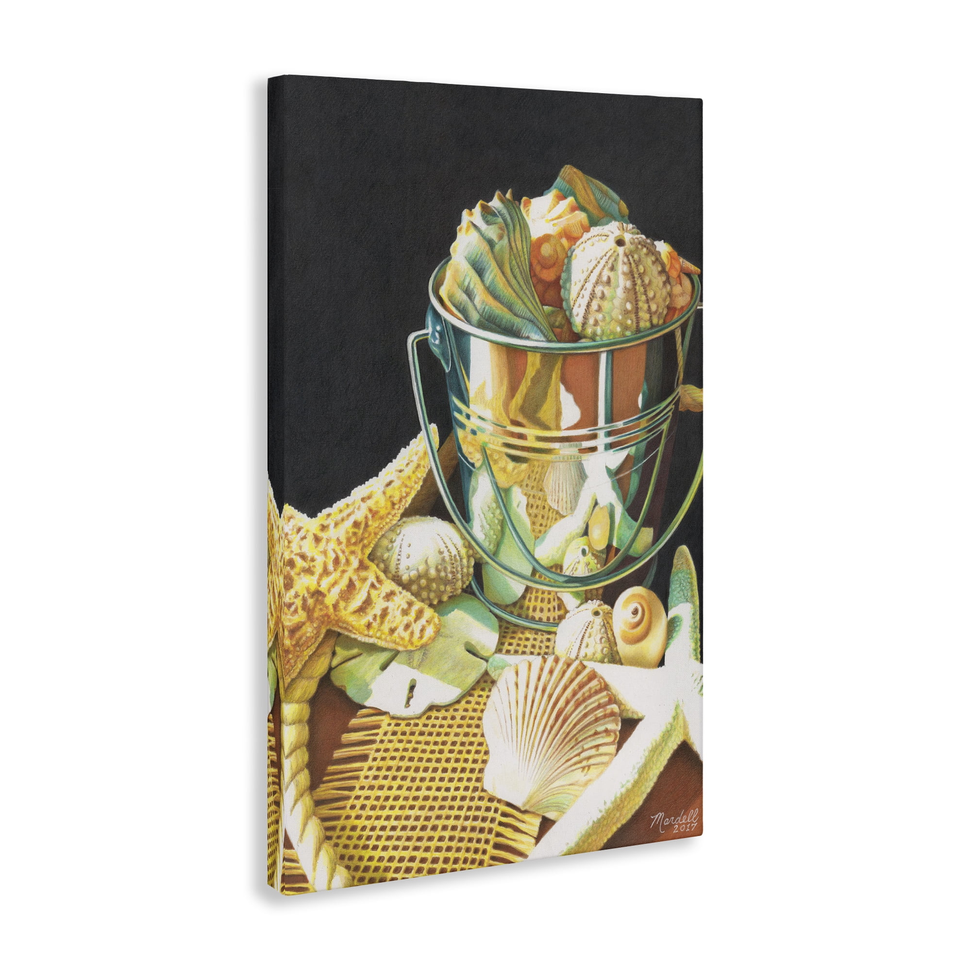 Stupell Industries Bucket Of Seashells Coastal Painting Gallery Wrapped Canvas Art Print Wall Art, 16 x 24