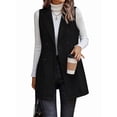 thumbnail image 1 of Womens Long Vest Sleeveless Lapel Double Breasted Fall Winter Coats Jackets Black S, 1 of 7