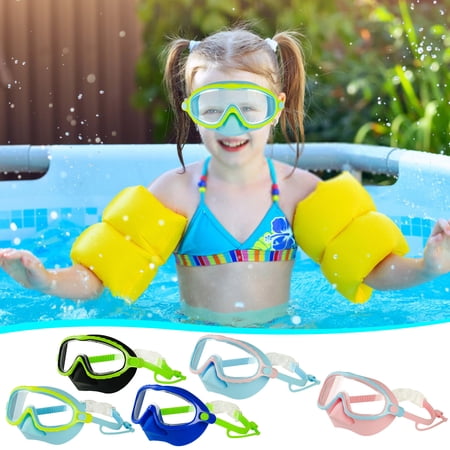 sdhkgrrt 5Pcs Children sSwimming Goggles Anti-Fog Large Frame Goggles with Nose Cover KidsSwim Mask for Eye Protection Youth Swimming Equipment for BoysGirlsAges 4-16 Pool Beach Water Activities