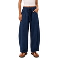 thumbnail image 7 of Vmvidoty Pants for Women Wide Leg 100% Cotton Pant Summer Casual Flowy Pants with Pocket Drawstring Loose Navy XL, 7 of 7
