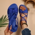 thumbnail image 2 of Yyuenw Women Flock Flat Sandals Crisscross Straps Open Toe Ankle Strap Summer Casual Walking Shoes, 2 of 9