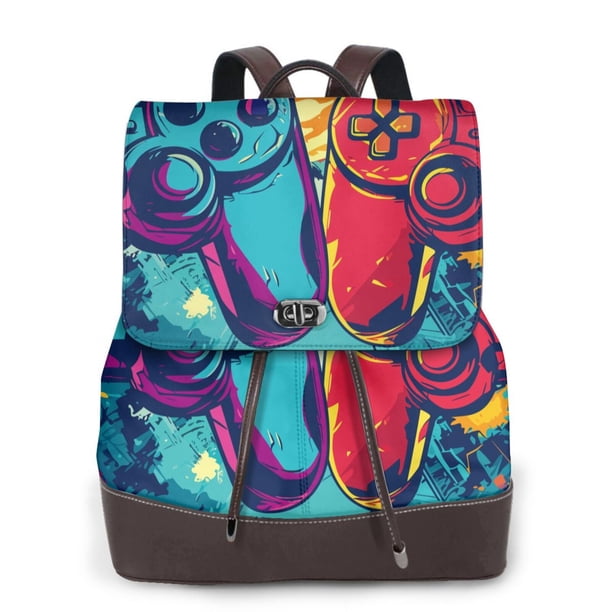 Easygdp Gaming Mochila de Cuero para Mujeres, Bolso de Hombro, Bolsos de Mano de Moda para Trabajo y Viajes