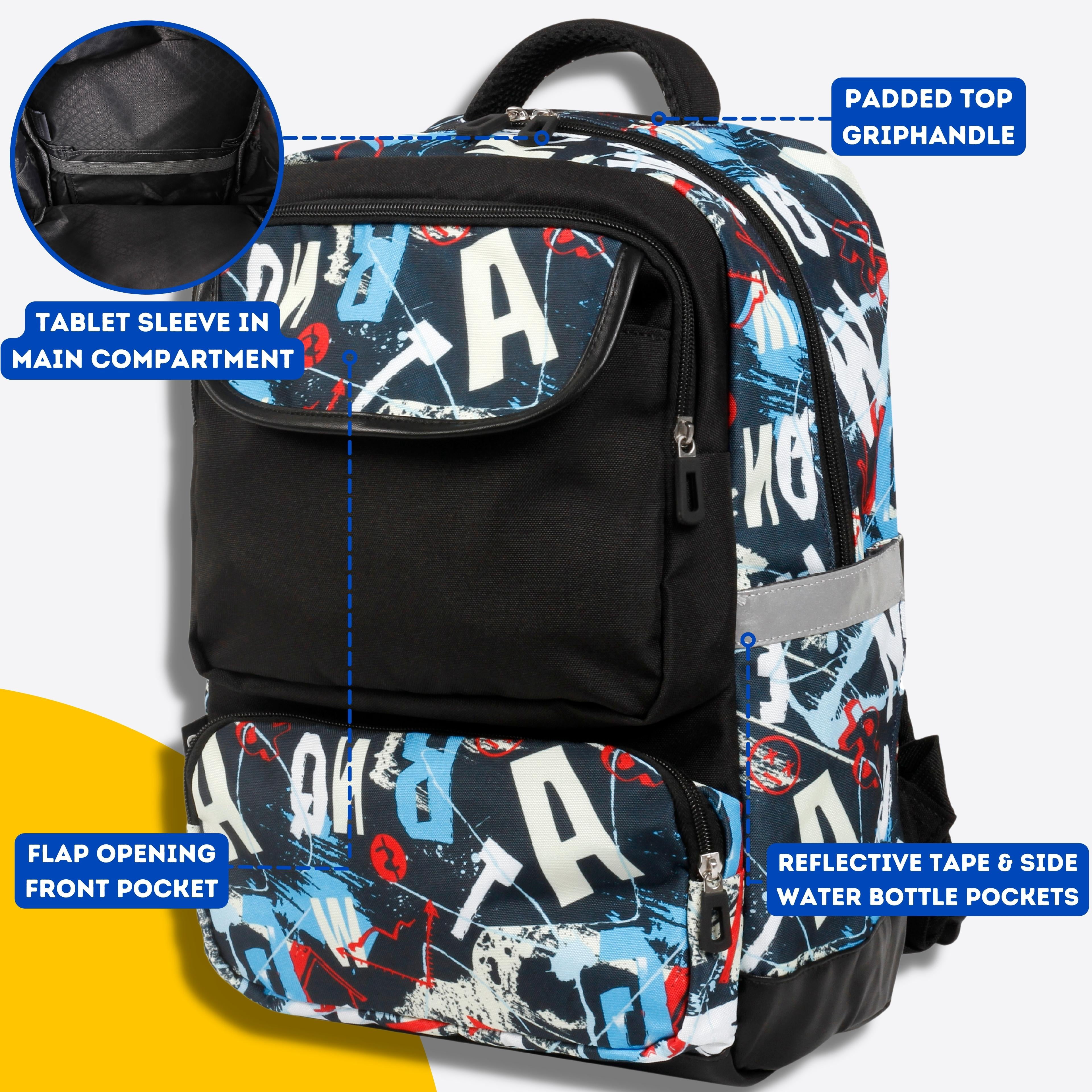 J World Boys and Girls Sprout Kids 15" Backpack with Pencil Case for School, Graffiti