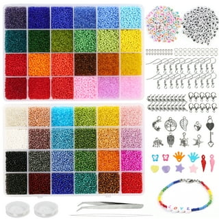 Quefe 26400pcs 2mm Glass Seed Beads 24 Colors Small Beads Kit Bracelet  Beads with 24-Grid Plastic Storage Box for Jewelry Making