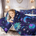 thumbnail image 4 of meiyoeat Cosmic Celestial 7-Piece Twin Bedding For Men Women,Whimsical Star Print Bedding Comforter Set,Teal Purple Black,Colorful Stars Reversible, 4 of 7