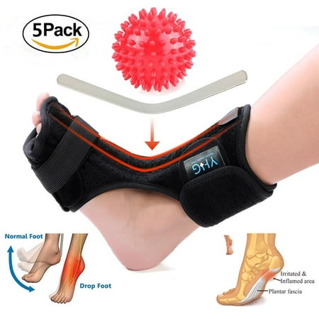 Yosoo 5pcs Adjustable Plantar Fasciitis Night Stretching Splint Boot Foot Brace Support with Spiky Massage Ball for Foot Pain