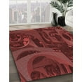 thumbnail image 3 of Ahgly Company Machine Washable Indoor Round Transitional Grapefruit Red Area Rugs, 4' Round, 3 of 7