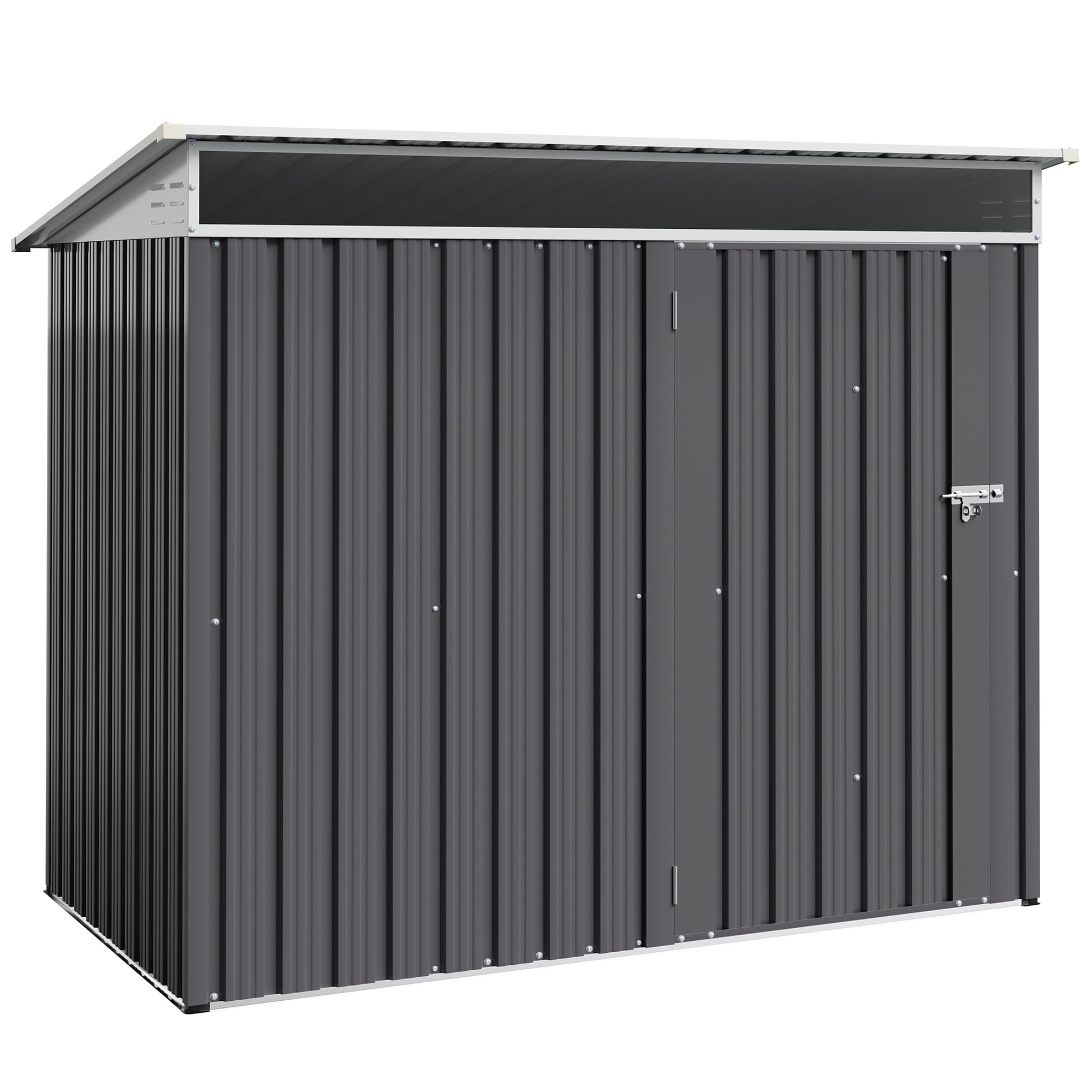 Sobaniilo 6x4x5FT Outdoor Storage Shed Clearance with Lockable Door Metal Garden Shed Steel Anti-Corrosion Storage House Waterproof Tool Shed(Dark Gray)