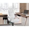 thumbnail image 2 of FDW Ergonomic High Back Office Chair, Adjustable PU Leather, Lumbar Support, Padded Armrests & 360° Swivel Wheels, White, 2 of 7
