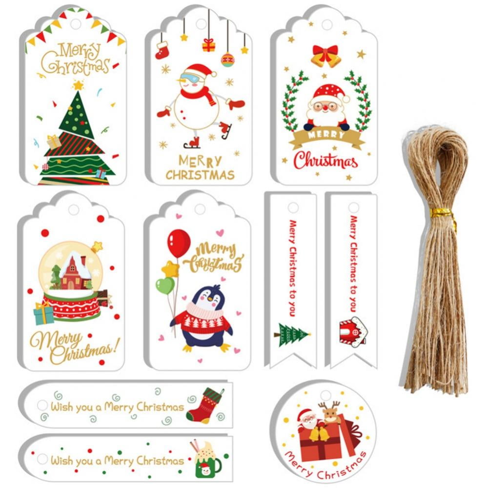 TOXOY 100PCS Christmas Tags with String, Christmas Labels for Gift Kraft  Paper Tags for Christmas Presents Name Tags Christmas Tree Decorations