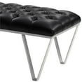 thumbnail image 3 of Armen Living Serene Faux Leather Tufted Bench in Black and Silver, 3 of 3