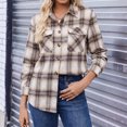 thumbnail image 7 of Dweltoz Womens Plaid Shirts Button Down Blouses Roll Up Long Sleeve Plaid Shackets Casual Loose Fit Fall Shirts Business Trendy Tops With Pockets,Khaki S, 7 of 7