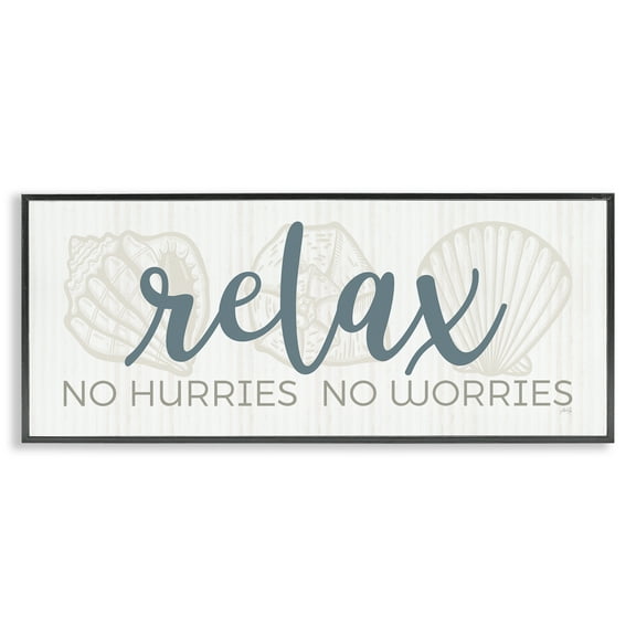 Stupell Industries No Hurries or Worries Text & Numbers Painting Black Framed Art Print Wall Art, 24 x 10