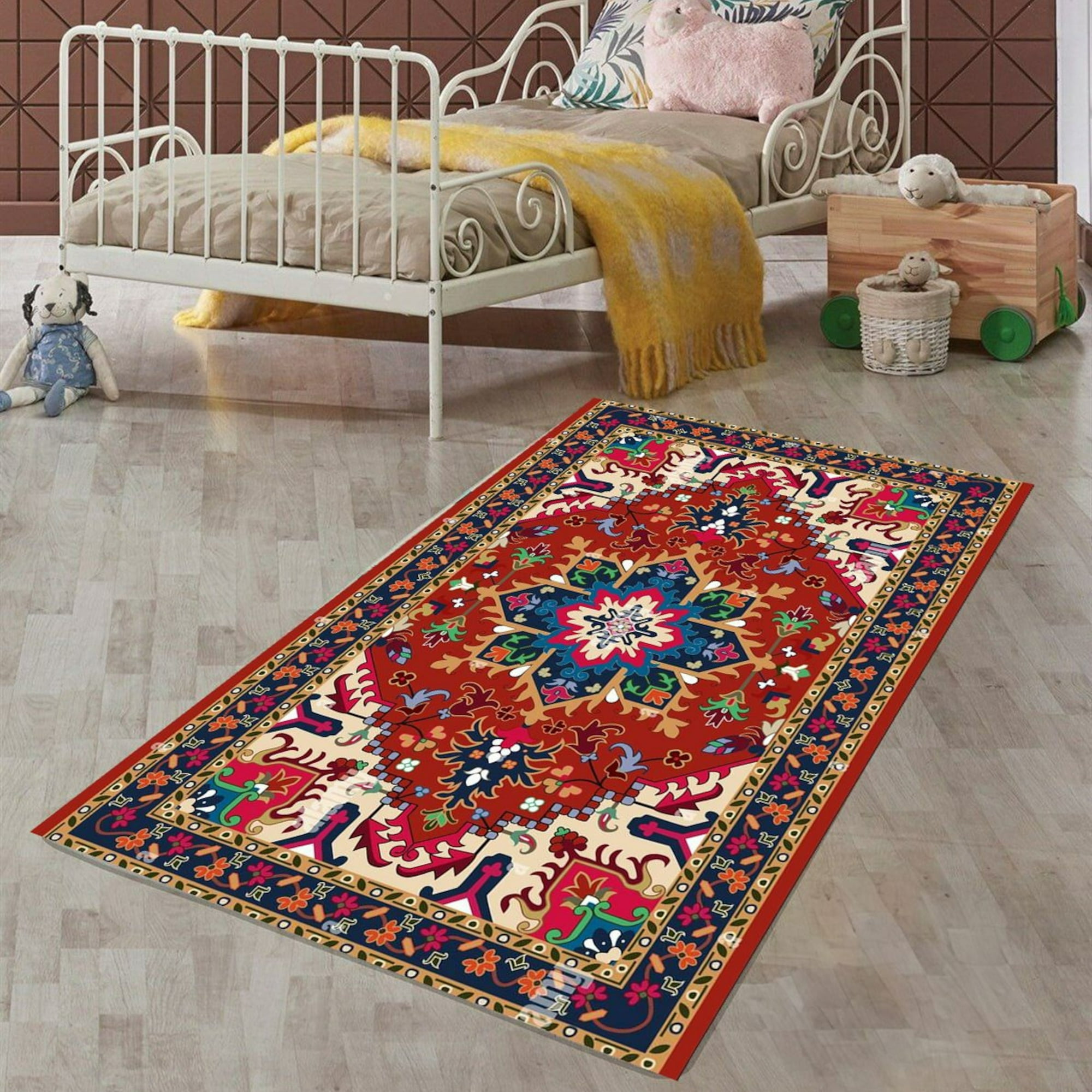LaModaHome Non-Slip Rug Vintage Turkish Rug Washable Mat
