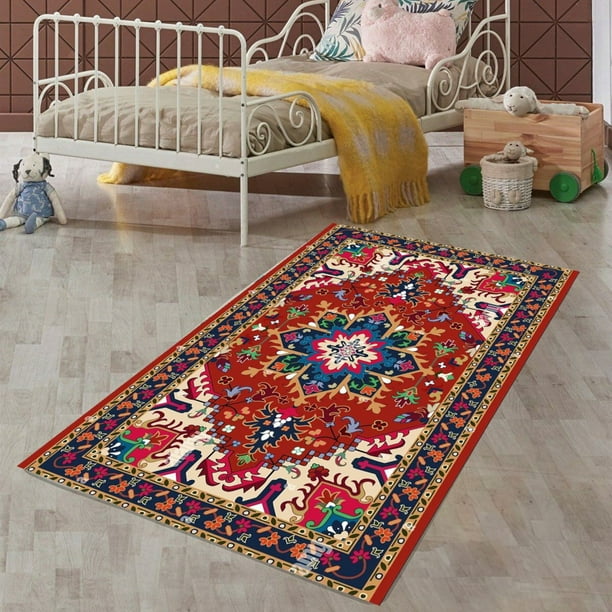 LaModaHome Non-Slip Rug Vintage Turkish Rug Washable Mat Child