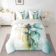 thumbnail image 2 of jejeloiu Wild Animal Dragonfly 7-Piece Twin Bedding Sets,White Cyan Bedding Comforter Set For Girls Kids Reversible, 2 of 8