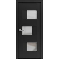 Solid French Door Frosted Glass | Sete 6933 Matte Black | Single Regular Panel Frame Trims Handle | Bathroom Bedroom Sturdy Doors -36" x 96"