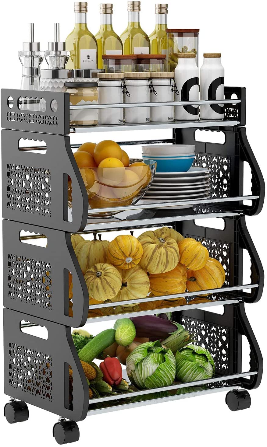 Fruit Storage Basket,DUSASA Rolling Stackable Vegetable Fruit Basket