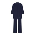 thumbnail image 5 of Bzhegqhd Women Summer Loose Casual Solid Color Cotton and Linen 3/4 Sleeved Tops+Pants Outwear Set, 5 of 8
