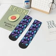 thumbnail image 7 of Pofeuu purple flower blue Skull Print 30cm Socks, Adult Running Hiking Socks for Youth and Adult, 7 of 7