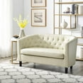 thumbnail image 3 of Emma Loveseat Button Tufted Faux Leather Barrel Loveseat, Midcentury Modern Loveseat, Comfy Loveseat Sofa, Tub Barrel Loveseats White, 3 of 6