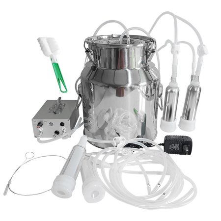 Xianers Goat Milking Machine 14L Automatic Pulsation Vacuum Milker Food-Grade Silicone Cups & Tubes Stainless Steel Milk Bucket Food Grade Pulse Breast Pump for Farm fun