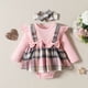 thumbnail image 2 of Gibobby Ropa Para Bebe Bebé Niñas Manga Larga Acanalado Bowknot Recién Nacido Cuadros Monos Vestido Diademas Trajes(Rojo, 3-6 Meses), 2 of 4