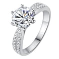 thumbnail image 1 of Anillo de boda sin fondo con diamantes de imitación de moissanita de 8 mm y 2 quilates para mujer, anillo de corona cerrada para novia, 1 of 5