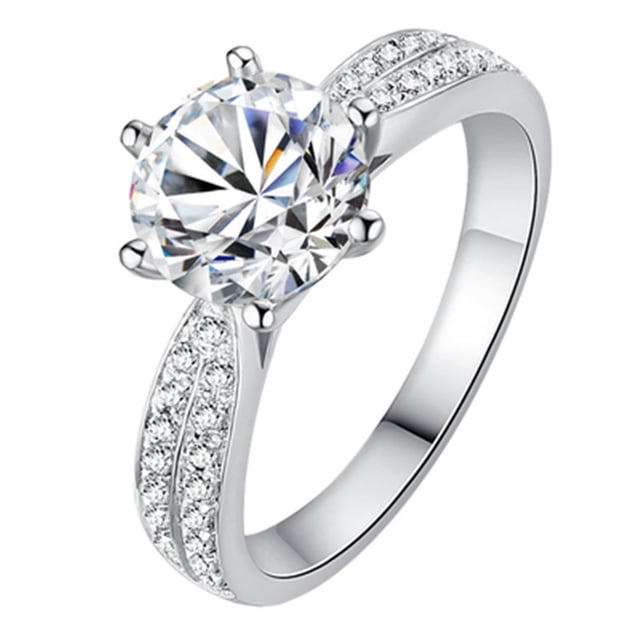 Anillo de boda sin fondo con diamantes de imitación de moissanita de 8 mm y 2 quilates para mujer, anillo de corona cerrada para novia