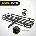 thumbnail image 3 of Nilight 53" X 19" X 4" Hitch Cargo Carrier Fits 2-inch Hitch Receiver 500 Lbs Capacity Basket Cargo Net|Ratchet Straps|Hitch Stabilizer for SUV Pickup Camping Traveling, 3 of 7