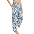 thumbnail image 6 of Salouo Vintage Floral Birds Print Women's Pajama Pants Casual Loose Sweatpants PJs Flowy Pants Drawstring Palazzo for Women Wide Leg Pants Lounge Pajama -Medium, 6 of 8