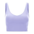 thumbnail image 1 of Ropa interior deportiva para mujer, camiseta de entrenamiento con almohadillas cruzadas en la espalda, top color piel de sujeción media para mujer, violeta claro, 1 of 6