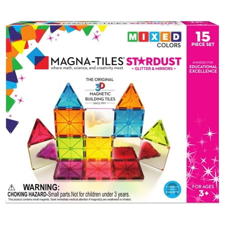 UPC: 0631291189152 | Magna-Tiles 15-Piece Stardust Set – The Original Award-Winning Magnetic Building Tiles – Creativity and Educational – STEM Approved