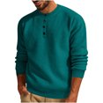 thumbnail image 1 of Yuyuzo Sweatshirts pour Men Manches Longues Col Rond Boutons Pull Tricoté Texturé Couleur Unie Tops, 1 of 6
