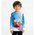 thumbnail image 3 of Little Hand Toddler Boys Long Sleeve T-Shirts Christmas Graphic Racing Car Top Tees Blue Cotton Crewneck 4-10T, 3 of 5