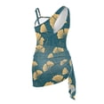 thumbnail image 5 of Whosucclay Ginkgo Leaf Pattern Girls One Piece Swimsuit with Cover Up, Polyester Material Removable Bra Adjustable Strap Girls' Cover Up One Piece Swimsuit for Beach, 11-12 Years Old, 5 of 9