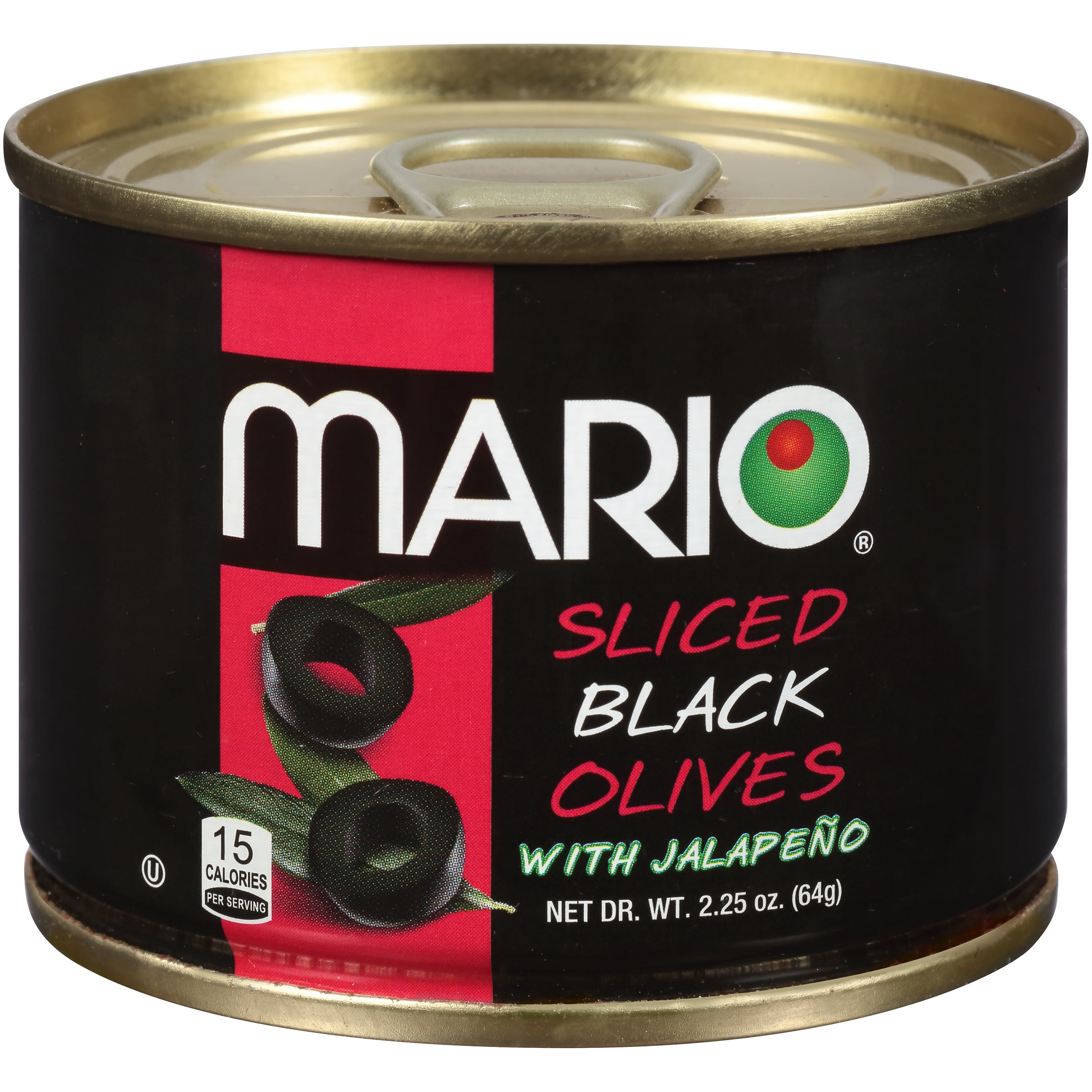 Mario Sliced Black Olives with Jalapeno 2.25 oz. Can