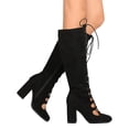 thumbnail image 2 of New Women Qupid Tess-03 Faux Suede Knee High Lace Up Chunky Heel Boot, 2 of 3
