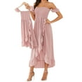 thumbnail image 2 of goowrom Parent-child Off-shoulder Dress with Ruffled Hem Pink Clothing, 2 of 8