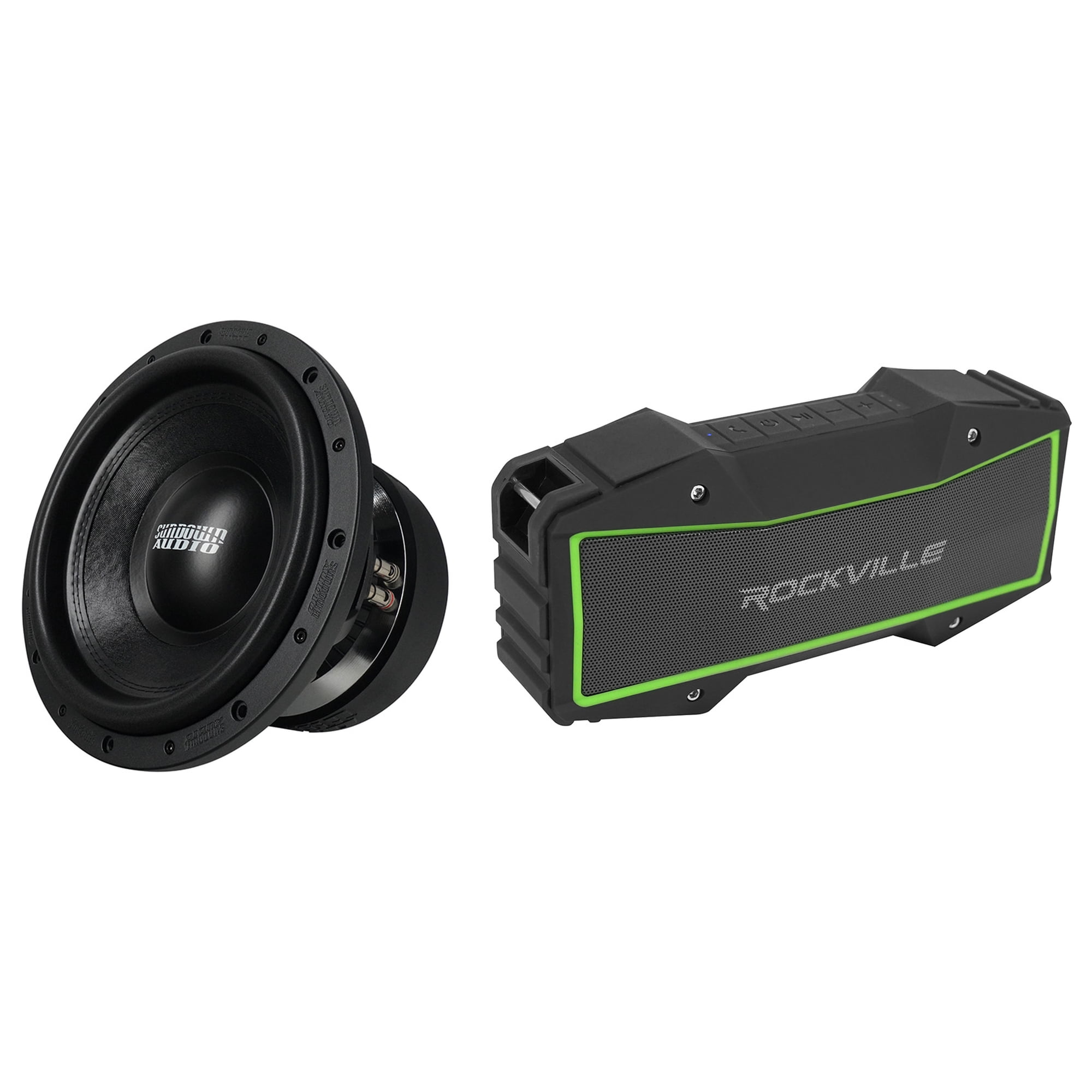 Sundown Audio U-12 V.2 D4 Bundle: 12 in 2000W RMS DVC 4-Ohm Car Subwoofer, Rockville ROCK EVERYWHERE IPX6 Bluetooth Speaker, 2-items