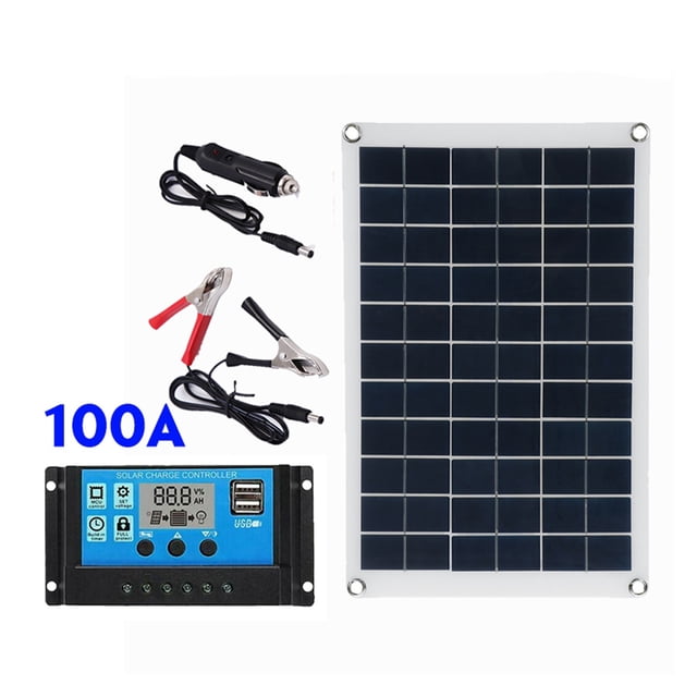 100W Solar Panel Kit Complete 12V USB With 100A Controller Solar Cells for Car Capming Yacht RV Moblie Phone Battery Charger ,Easy to Install
