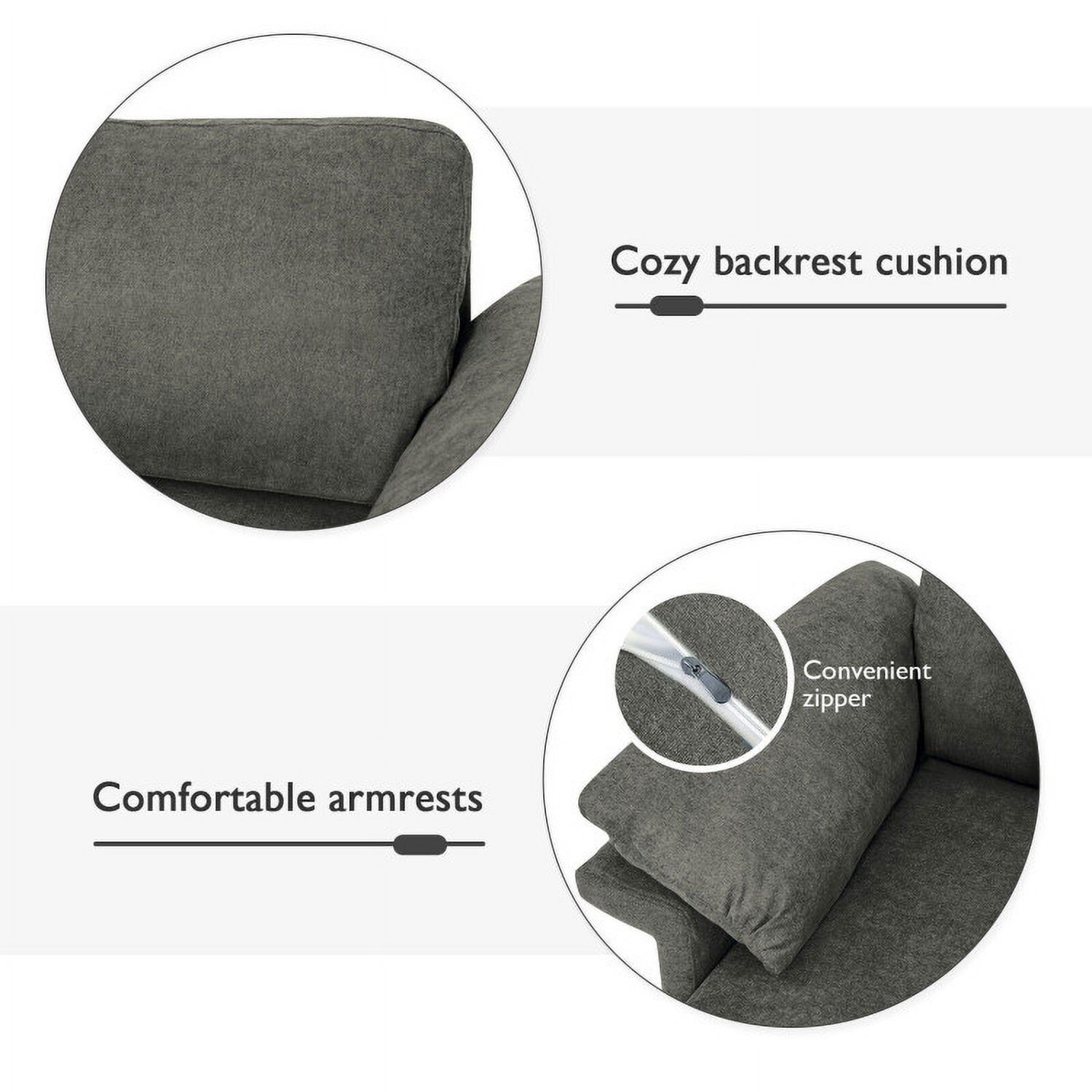 Finihen Upholstered Accent Armchair, Modern Fabric Accent Armchair with Original Distributed Spring and Armrest Cushions, for Living Room, Bedroom, Gray