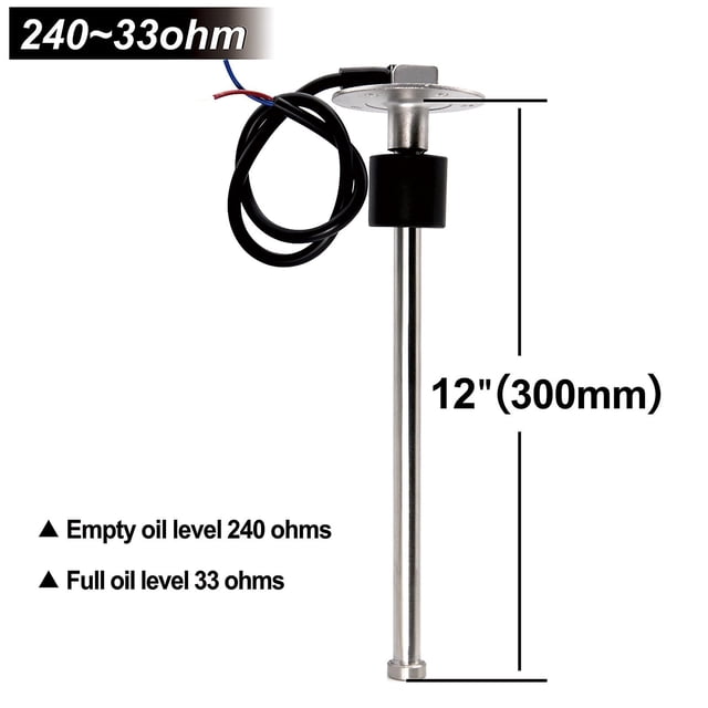 Water Fuel Level Gauge Sensor 100/200/300/400/500mm Marine Boat Car Oil Liquid Tank Fuel Sender Unit Sensors 0-190/240-33ohm